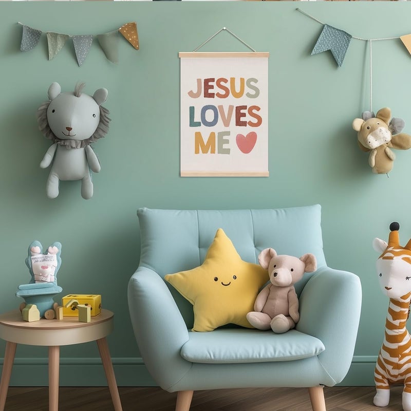 XFN Christian Decor Boho Poster Hanger, Jesus Religious Wall Decor, Christian Gifts Bible Verse Spiritual Gifts Wall Art Wall Hanging Banner Farmhouse Church Apartment Bedroom Kitchen Decor - Image 4